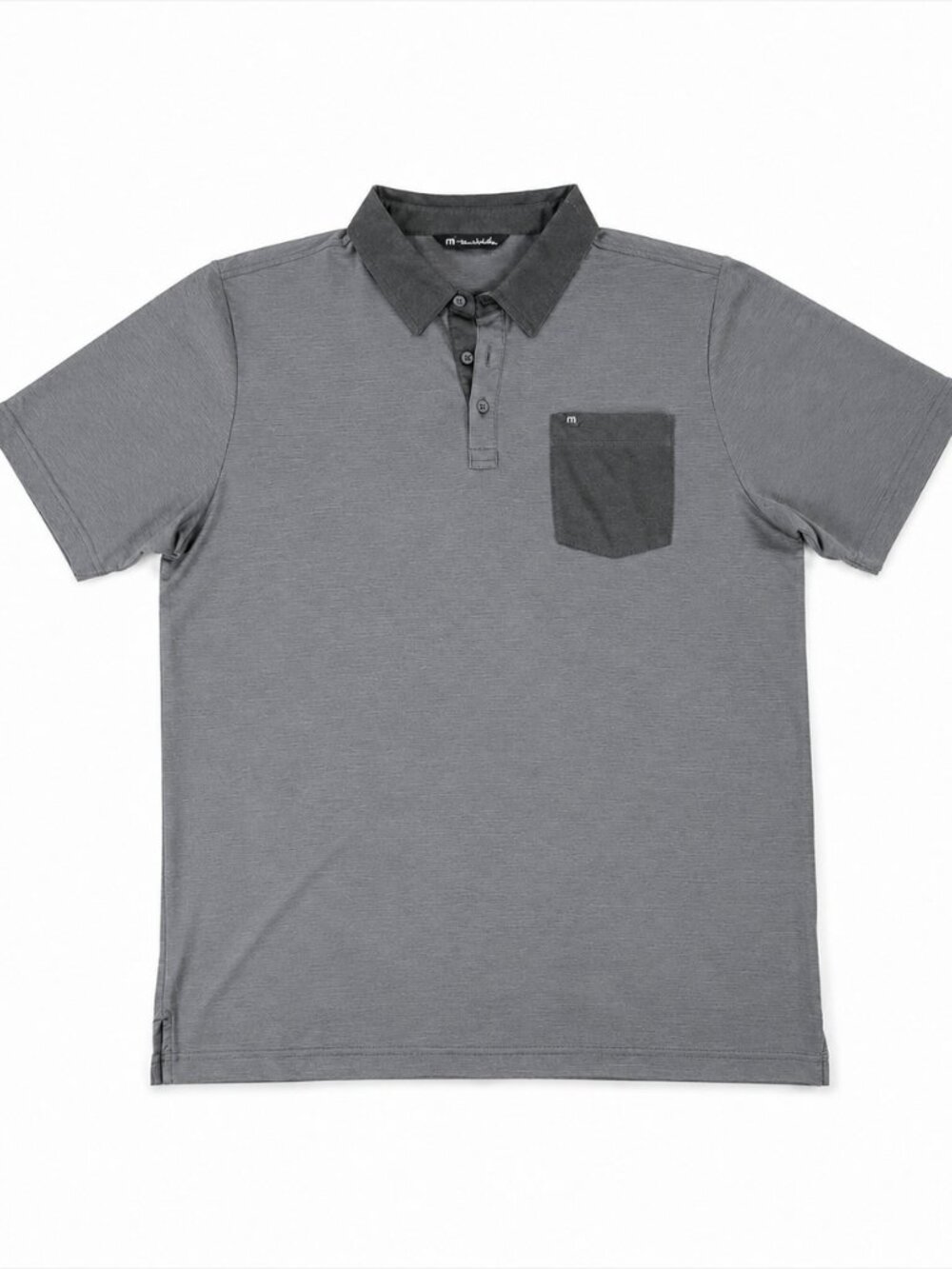 TravisMathew Polo Shirt Men’s XL Gray Performance Stretch Golf Pocket Shirt
